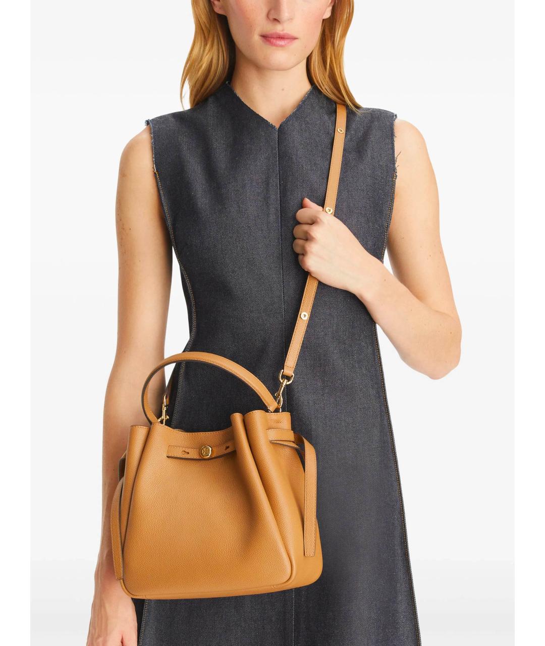 TORY BURCH Бежевая кожаная сумка через плечо, фото 3