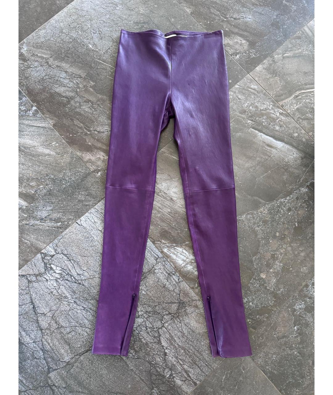 BALENCIAGA Фиолетовые кожаные брюки узкие, фото 5