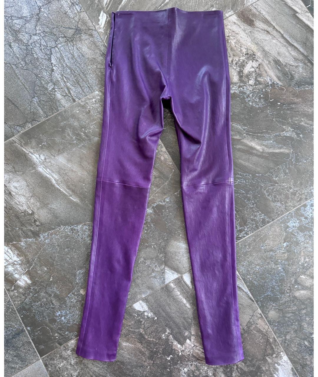 BALENCIAGA Фиолетовые кожаные брюки узкие, фото 2