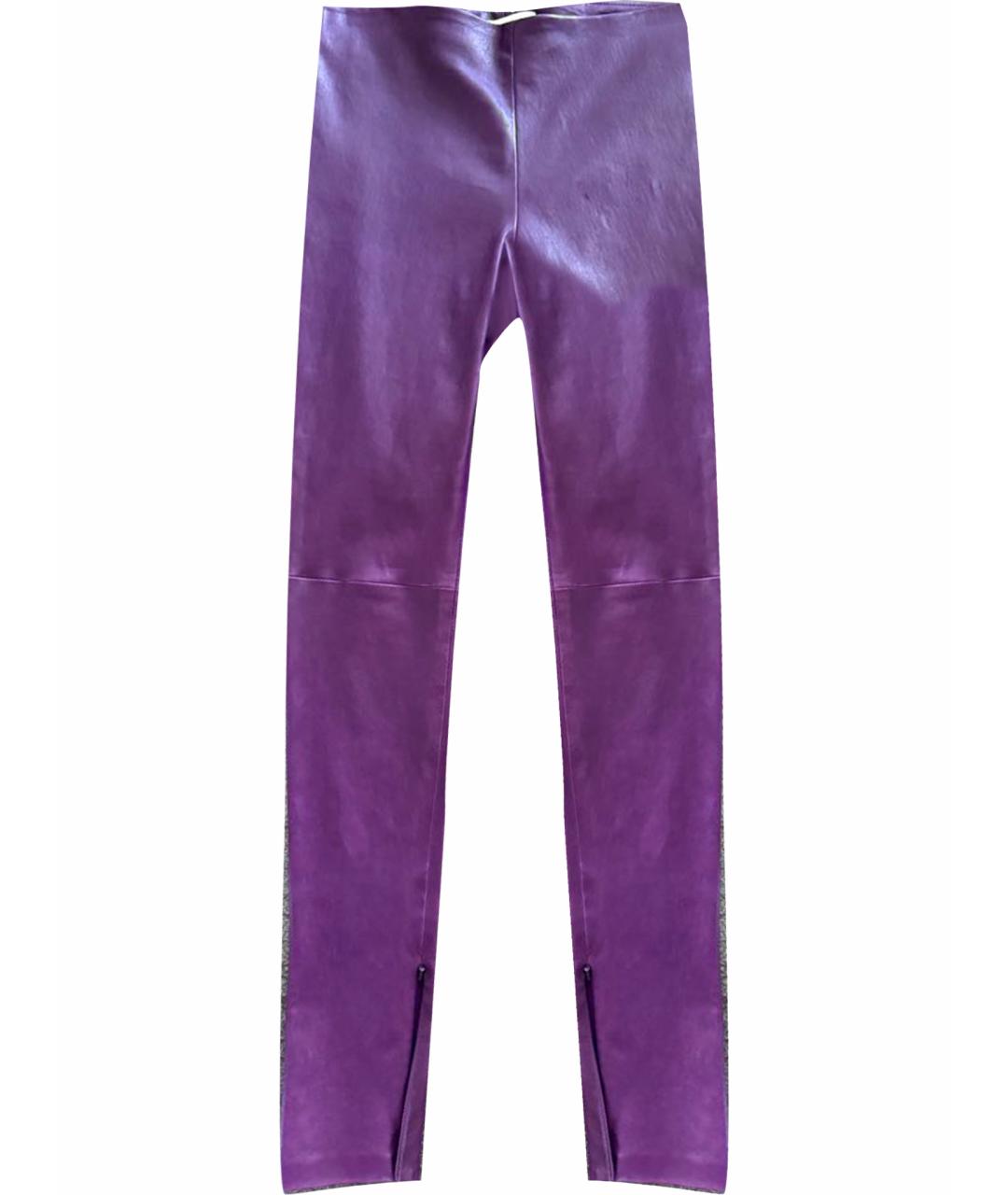 BALENCIAGA Фиолетовые кожаные брюки узкие, фото 1