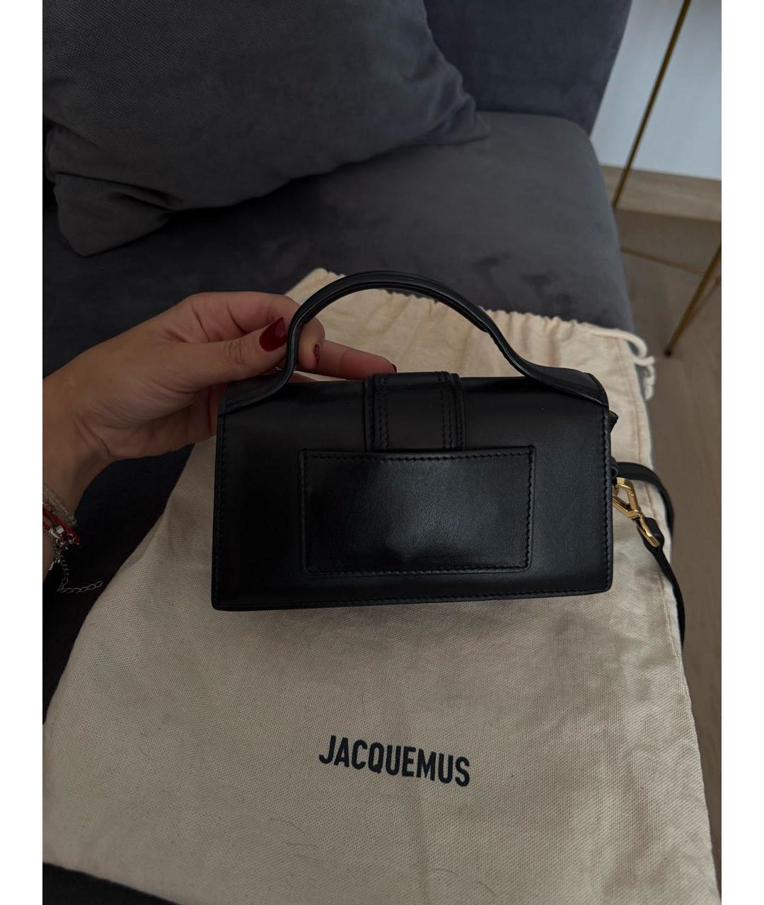 JACQUEMUS Черная кожаная сумка с короткими ручками, фото 4