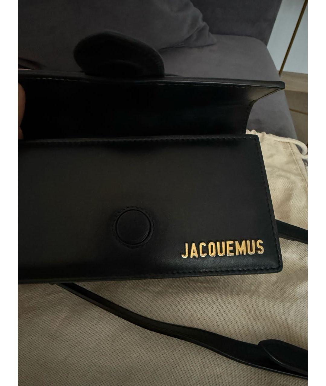 JACQUEMUS Черная кожаная сумка с короткими ручками, фото 6