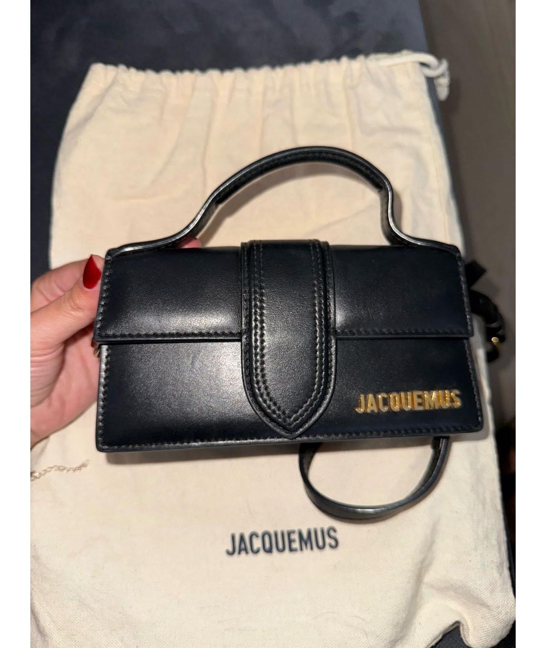 JACQUEMUS Черная кожаная сумка с короткими ручками, фото 8
