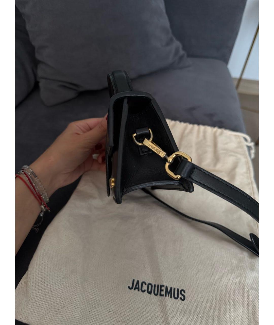 JACQUEMUS Черная кожаная сумка с короткими ручками, фото 7