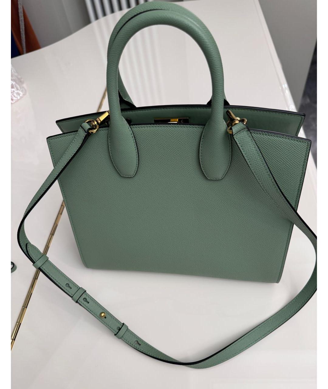 FERRAGAMO Зеленая кожаная сумка через плечо, фото 2