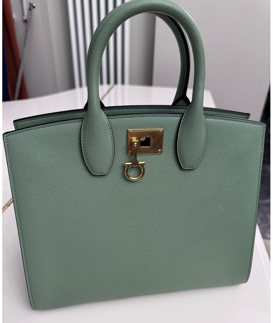 FERRAGAMO Зеленая кожаная сумка через плечо, фото 8