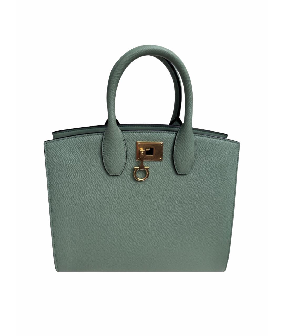 FERRAGAMO Зеленая кожаная сумка через плечо, фото 1