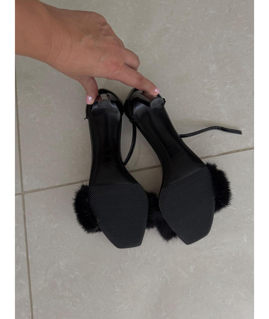 SAINT LAURENT Черные кожаные босоножки, фото 5