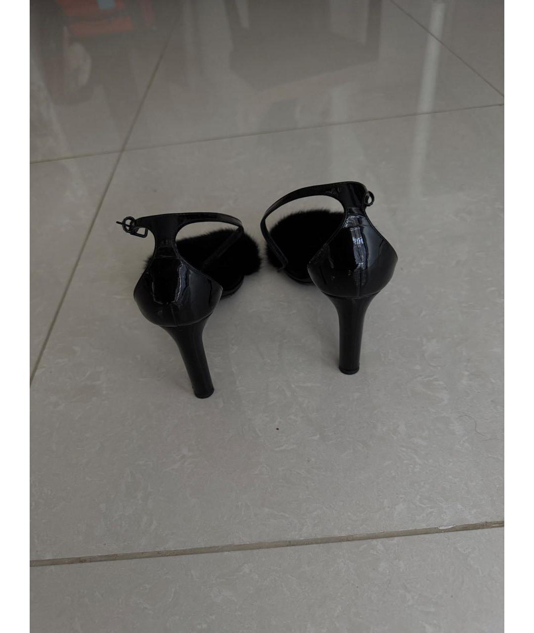 SAINT LAURENT Черные кожаные босоножки, фото 6