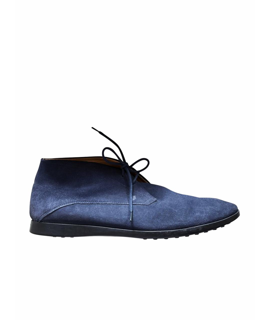 TOD'S Синие замшевые низкие ботинки, фото 1