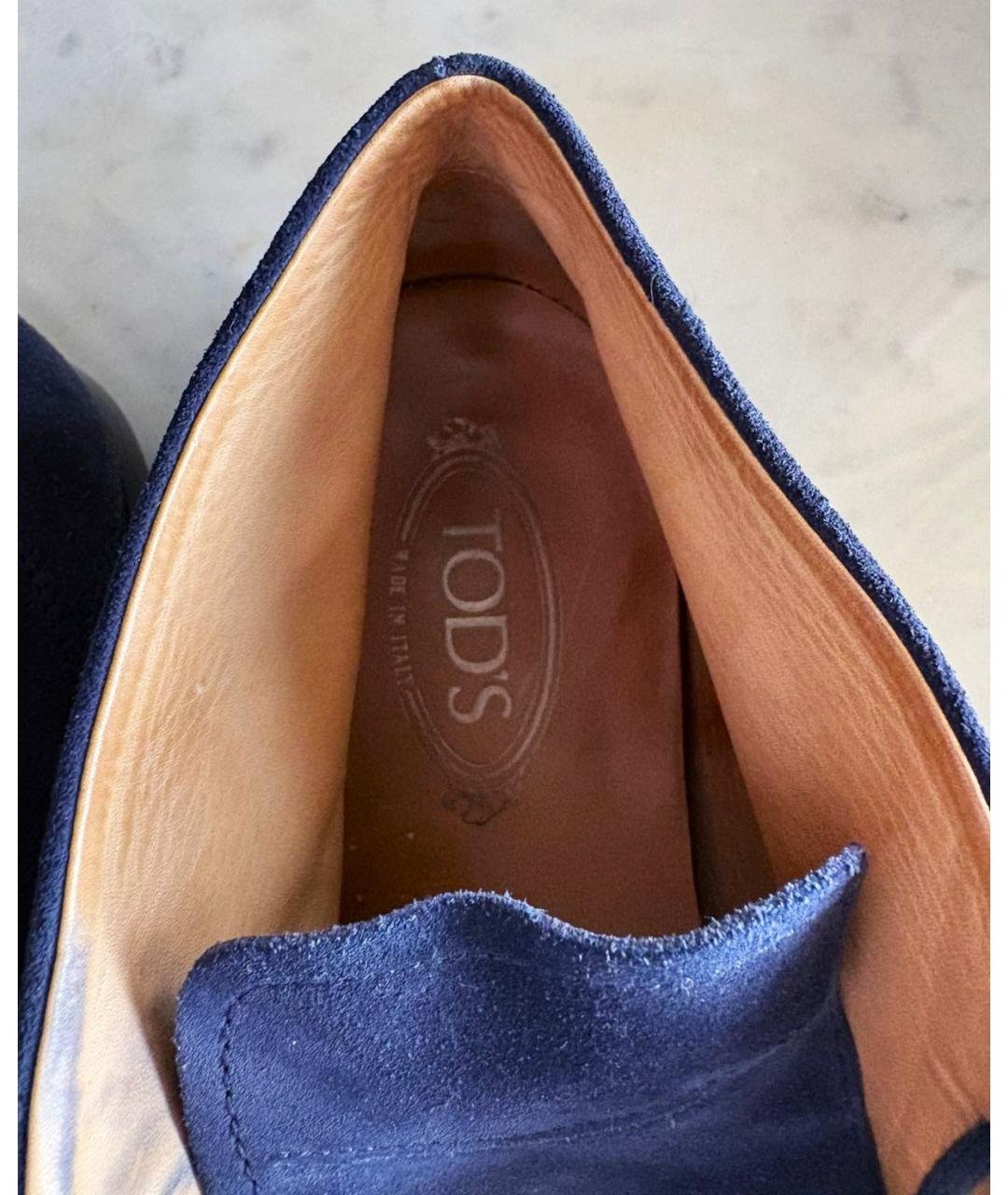 TOD'S Синие замшевые низкие ботинки, фото 5