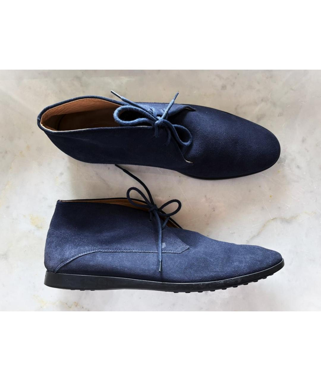 TOD'S Синие замшевые низкие ботинки, фото 10