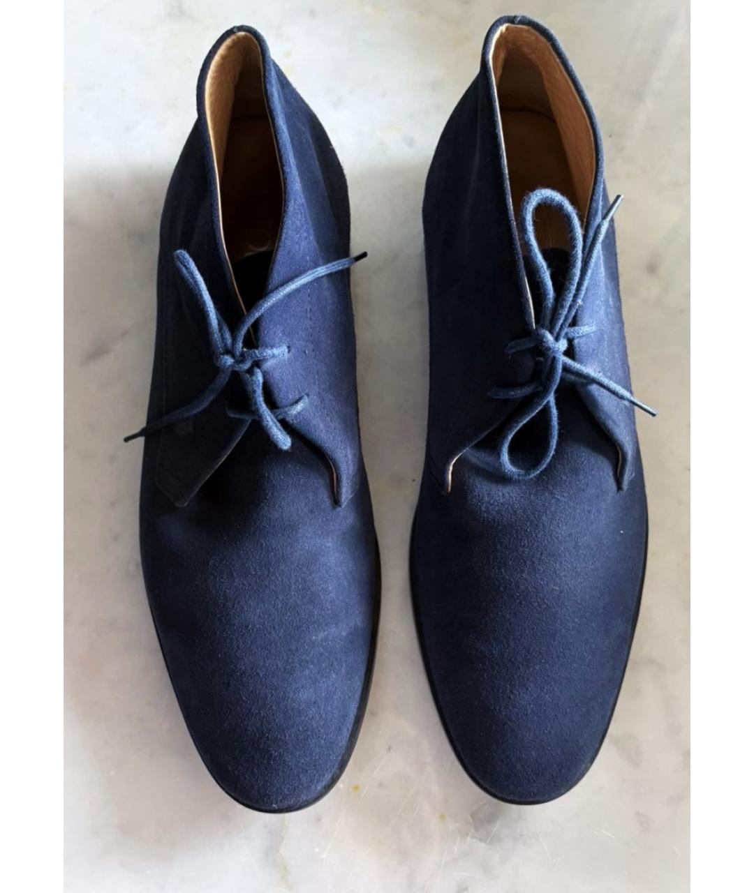 TOD'S Синие замшевые низкие ботинки, фото 2