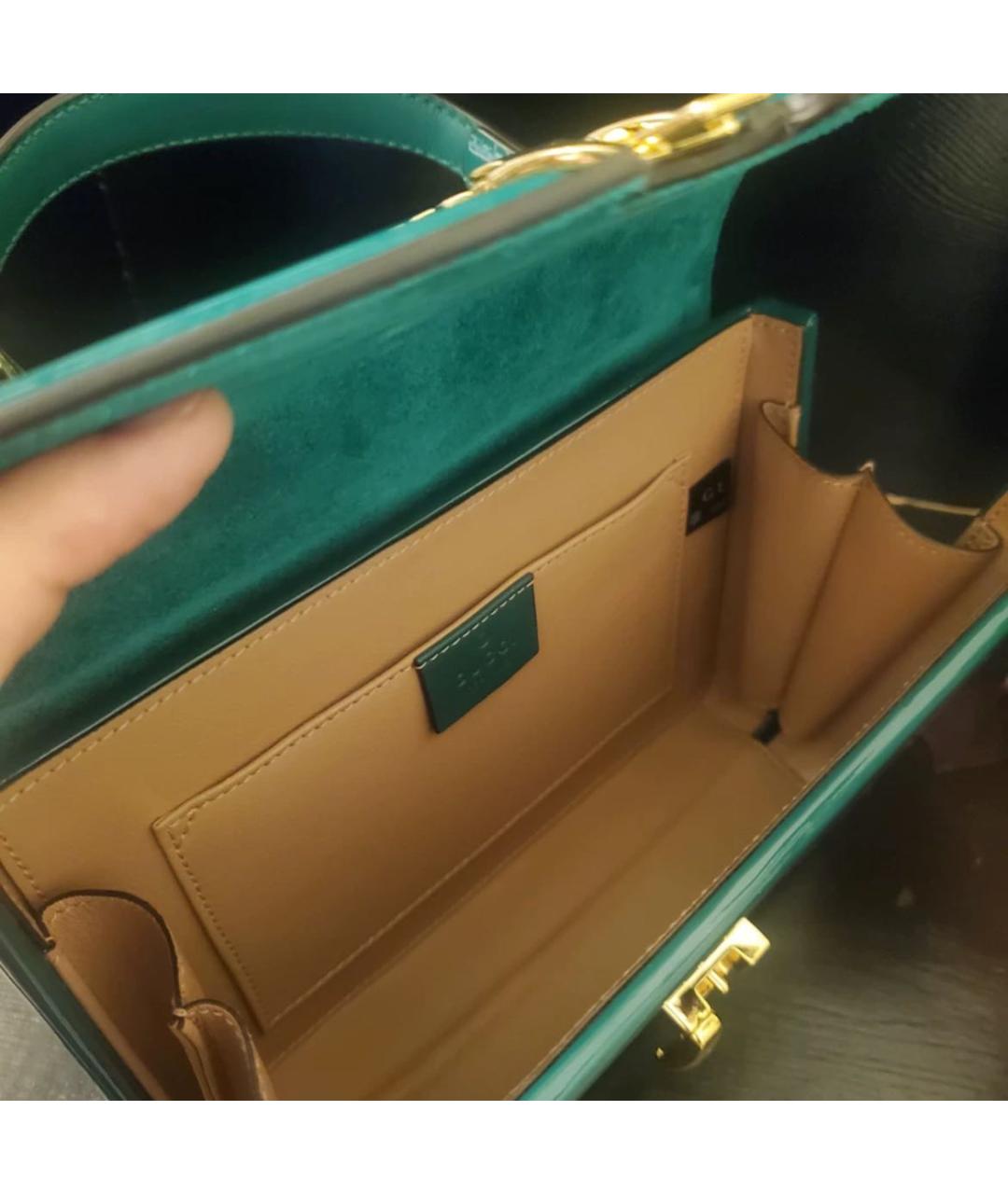 GUCCI Зеленая сумка с короткими ручками из лакированной кожи, фото 4