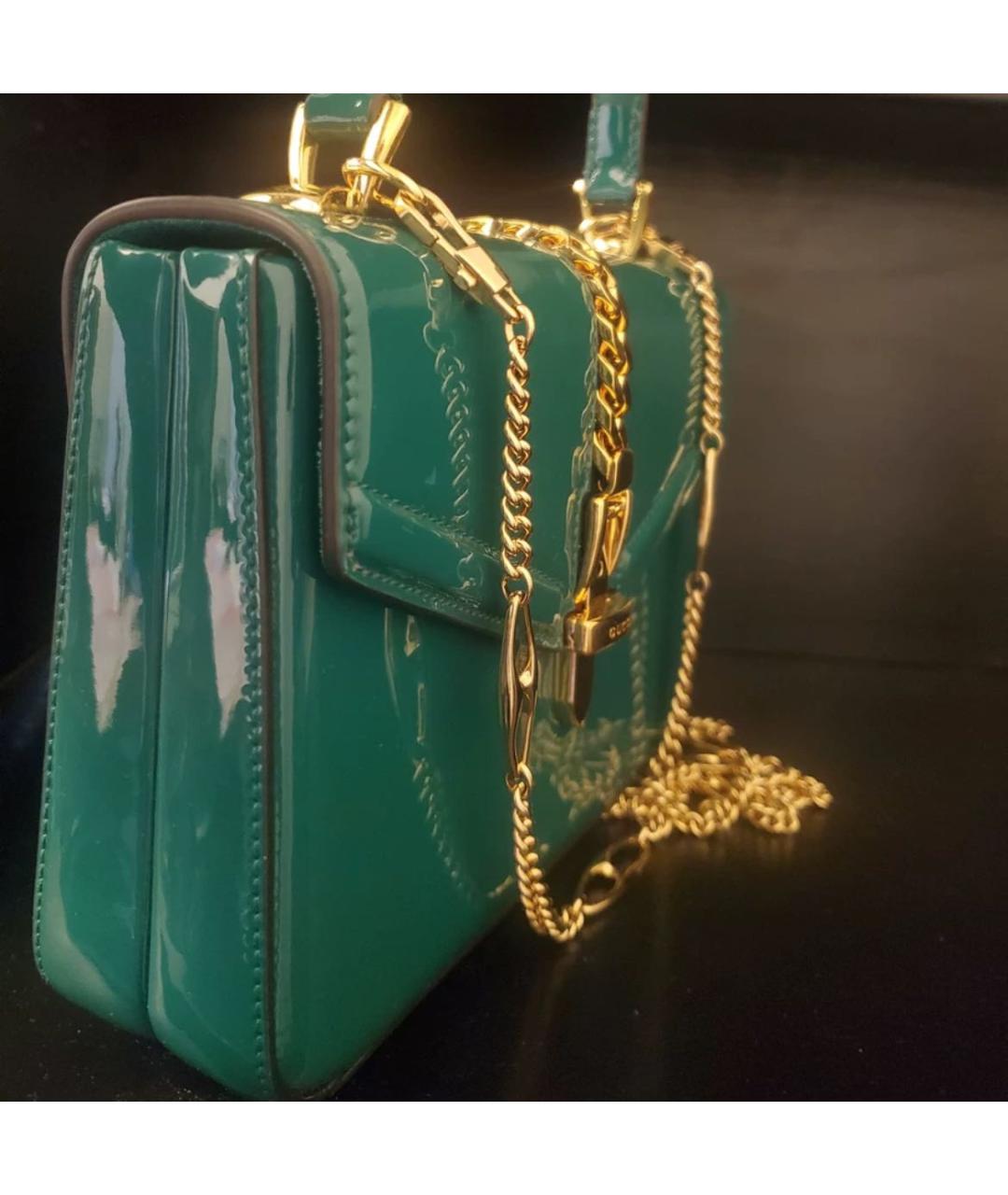 GUCCI Зеленая сумка с короткими ручками из лакированной кожи, фото 5