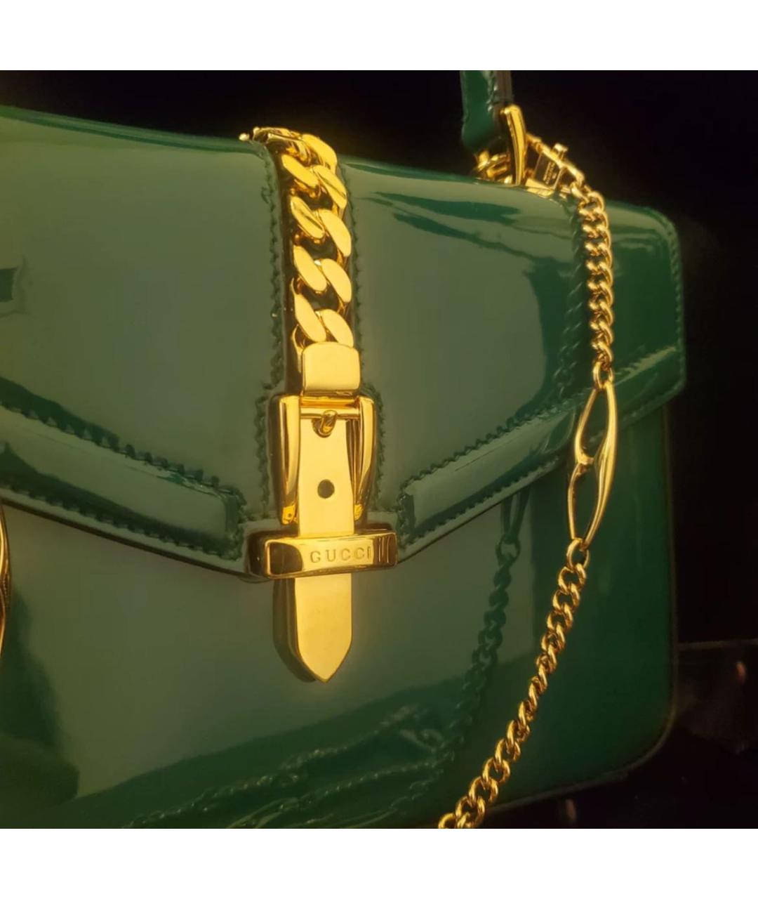 GUCCI Зеленая сумка с короткими ручками из лакированной кожи, фото 3