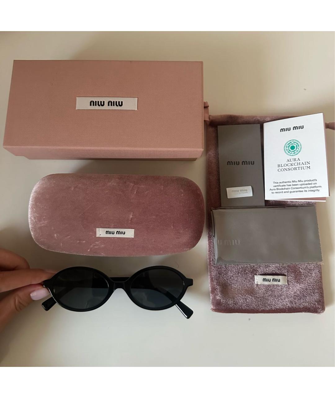 MIU MIU Черные пластиковые солнцезащитные очки, фото 6
