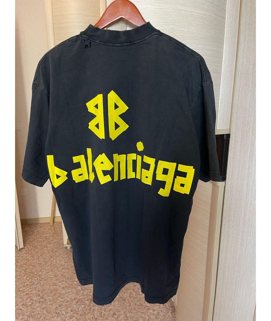 BALENCIAGA Черная хлопковая футболка, фото 2