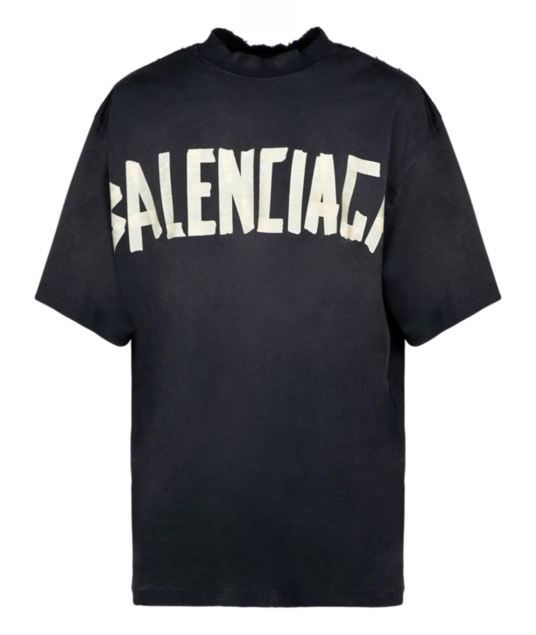 BALENCIAGA Черная хлопковая футболка, фото 1
