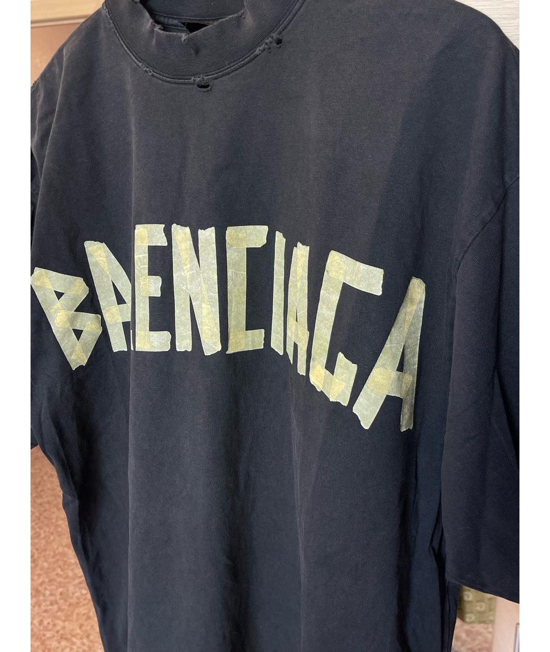 BALENCIAGA Черная хлопковая футболка, фото 4