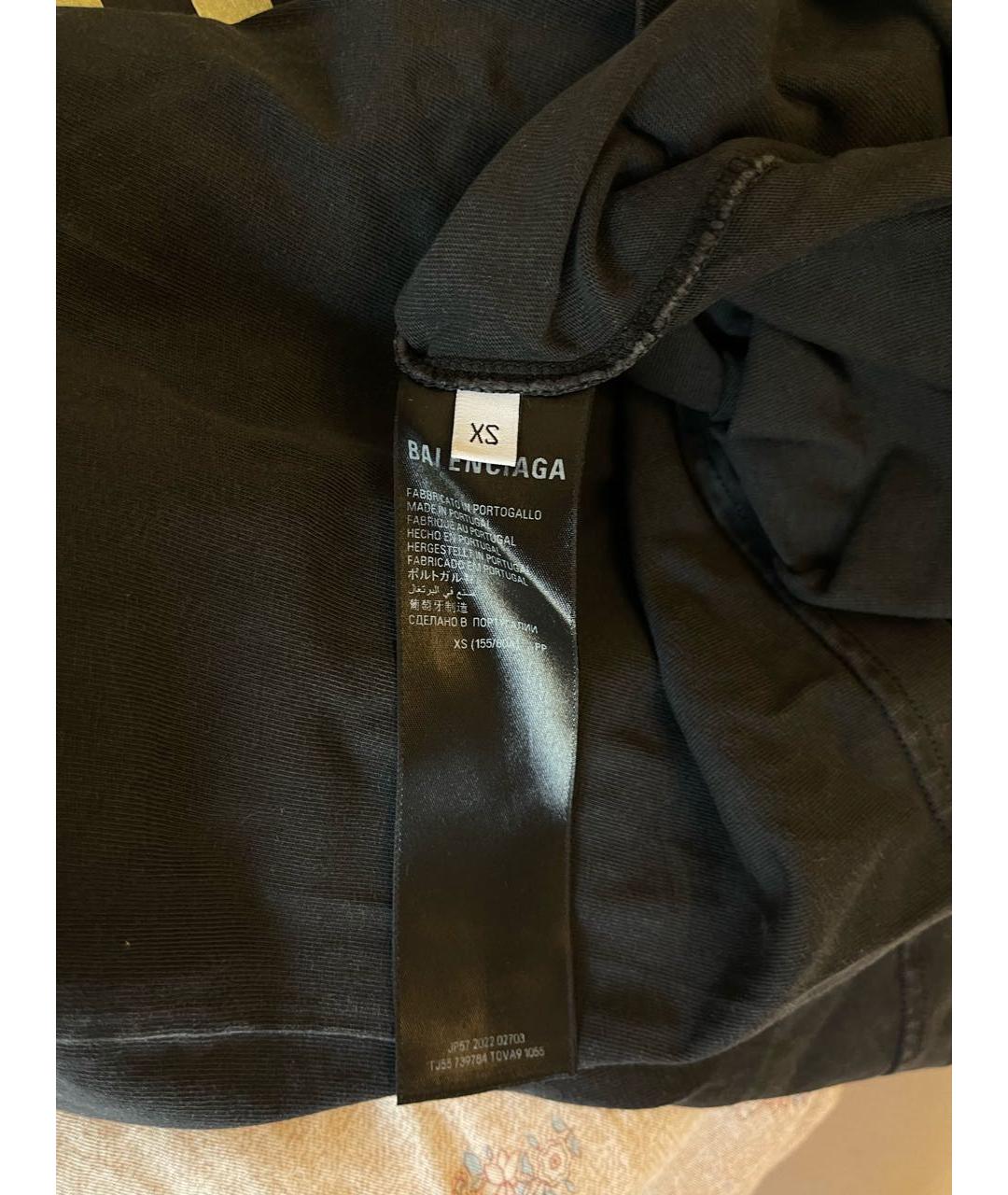 BALENCIAGA Черная хлопковая футболка, фото 5