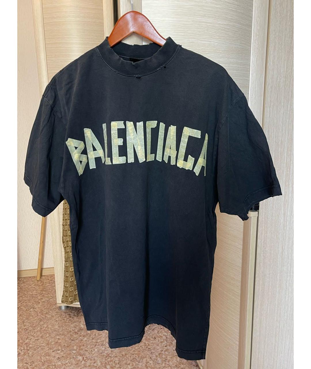 BALENCIAGA Черная хлопковая футболка, фото 6