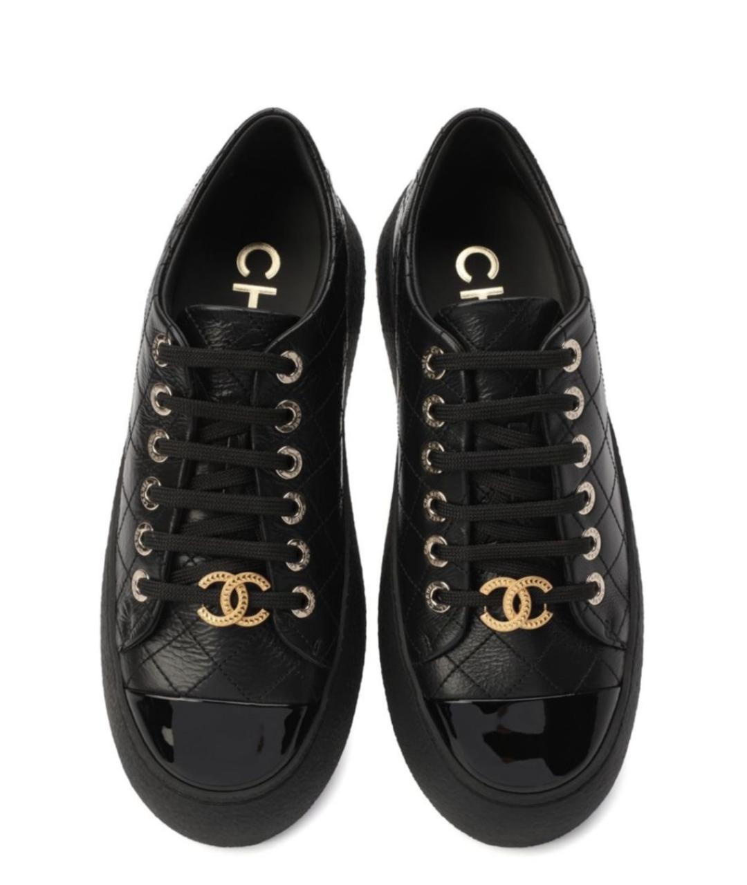 CHANEL Черные кожаные кеды, фото 2