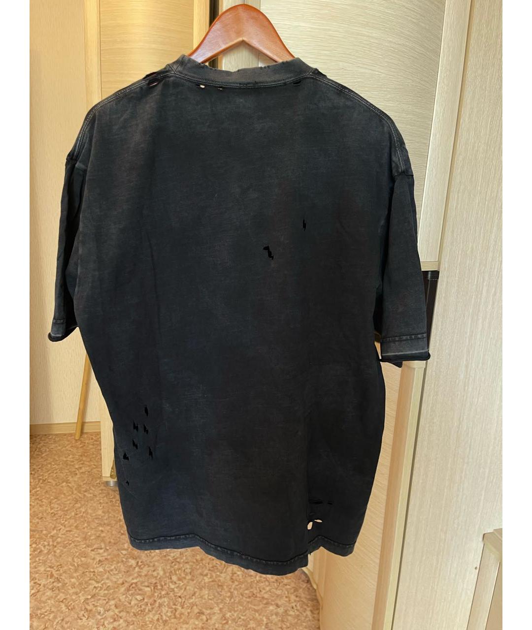 BALENCIAGA Синяя хлопковая футболка, фото 2