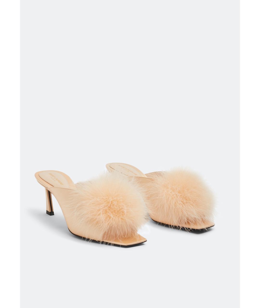 SAINT LAURENT Бежевые мюли, фото 5