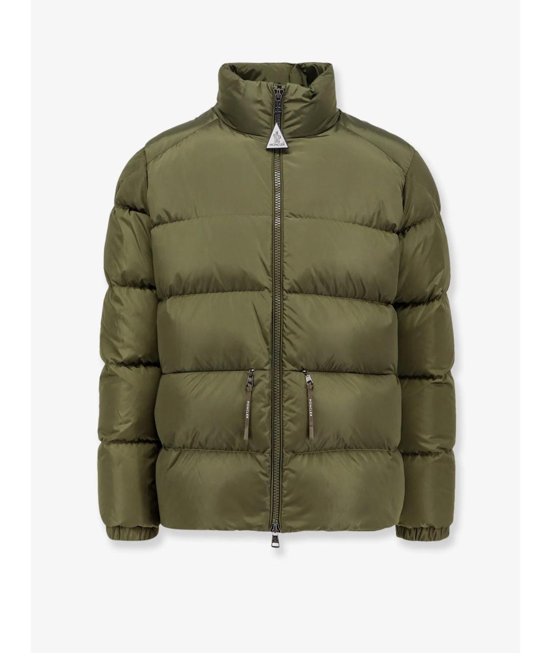 MONCLER Зеленый полиамидовый пуховик, фото 4