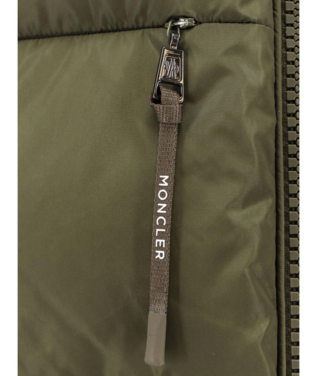 MONCLER Зеленый полиамидовый пуховик, фото 3