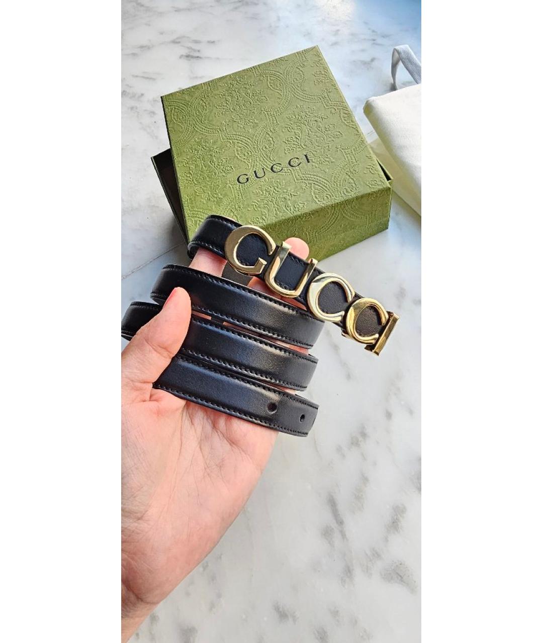 GUCCI Черный кожаный ремень, фото 2