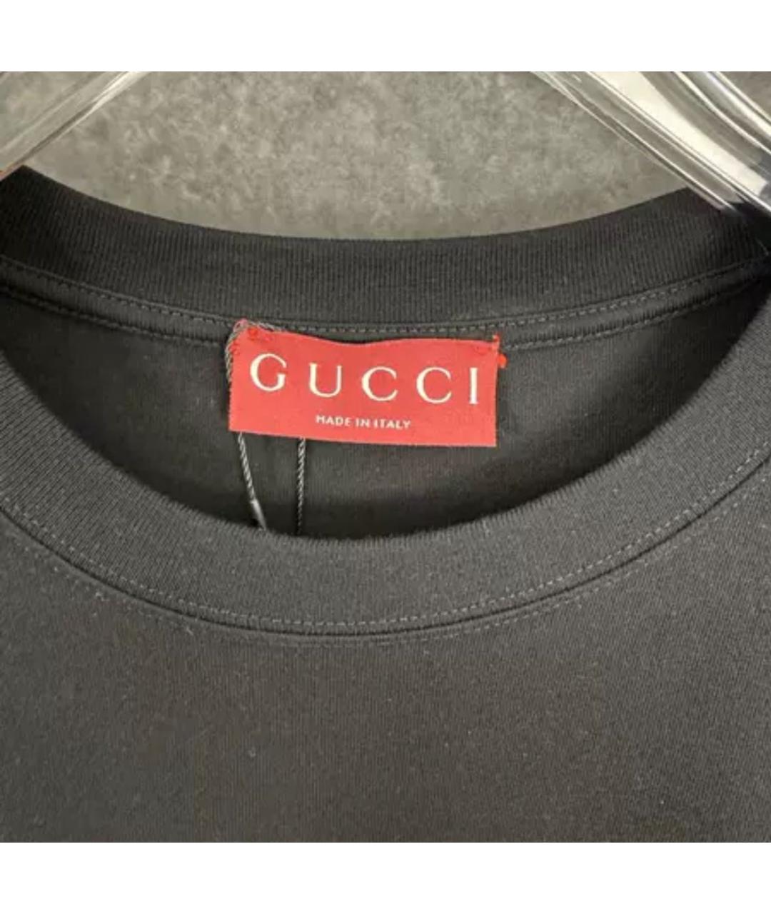 GUCCI Черная хлопковая футболка, фото 4