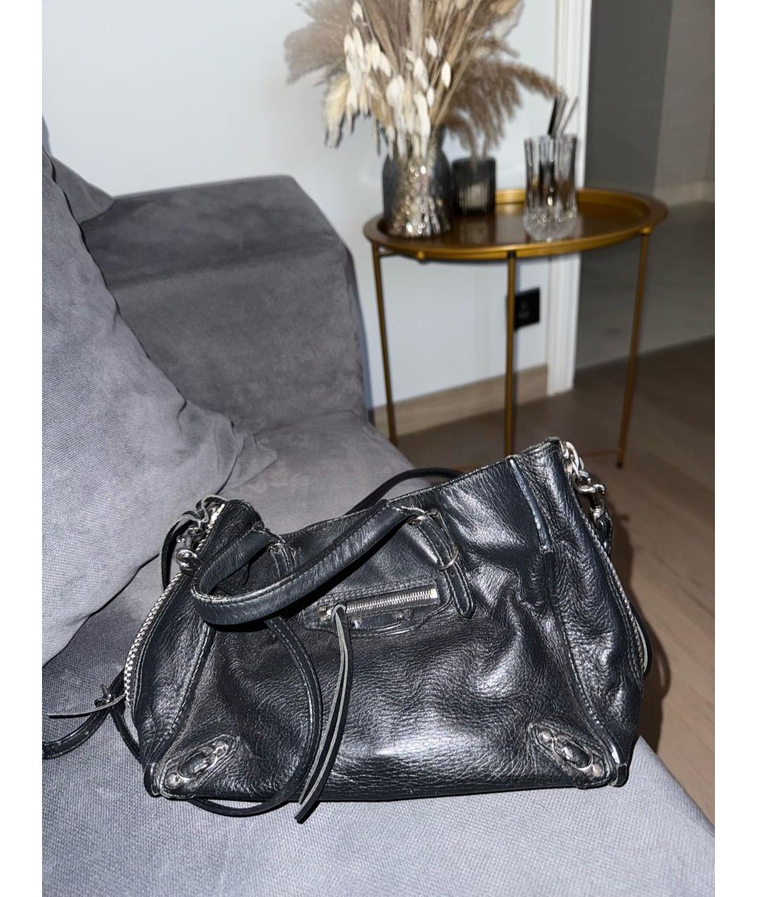 BALENCIAGA Черная кожаная сумка с короткими ручками, фото 3