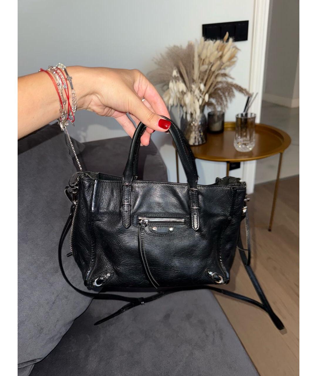 BALENCIAGA Черная кожаная сумка с короткими ручками, фото 7