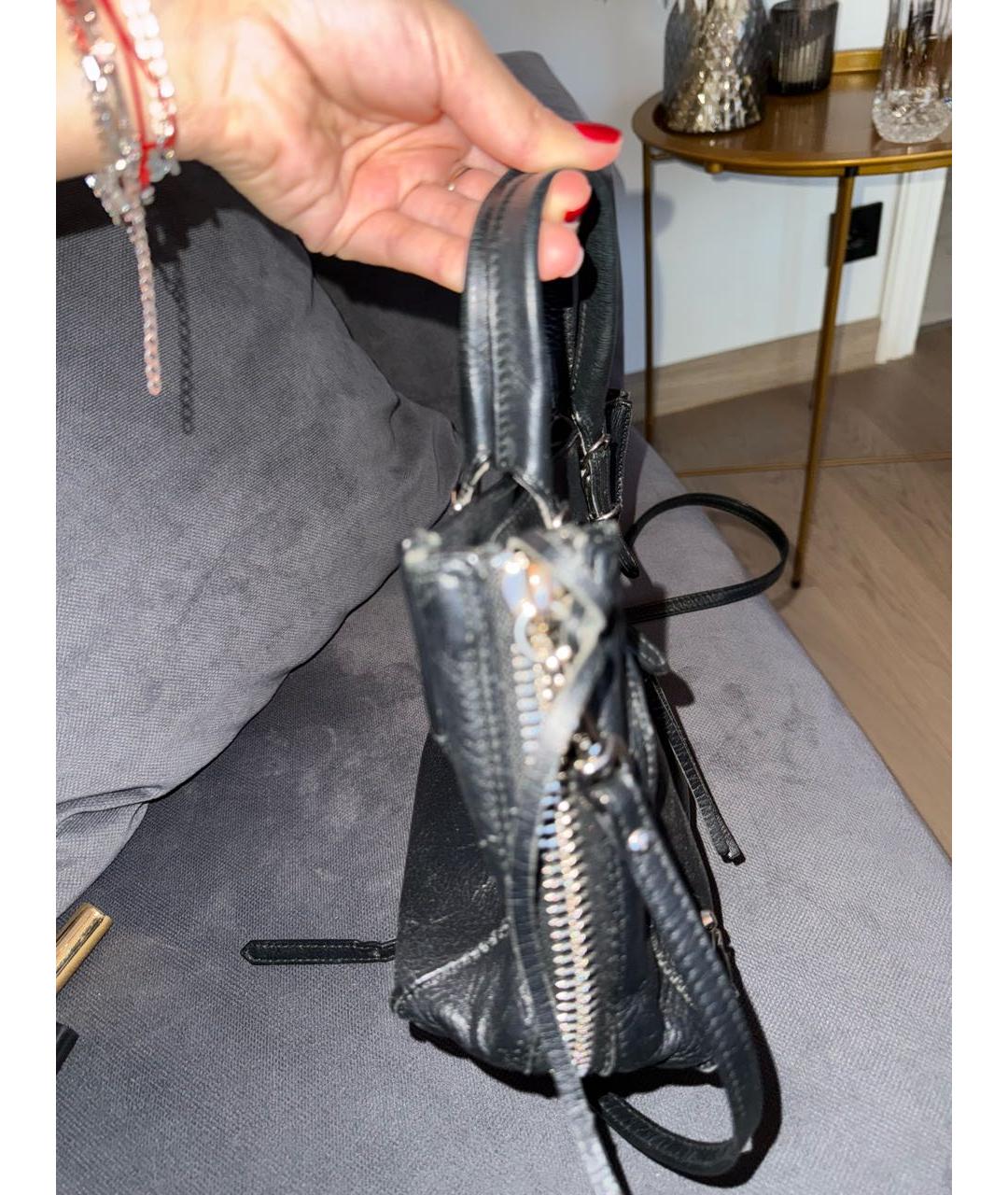 BALENCIAGA Черная кожаная сумка с короткими ручками, фото 5