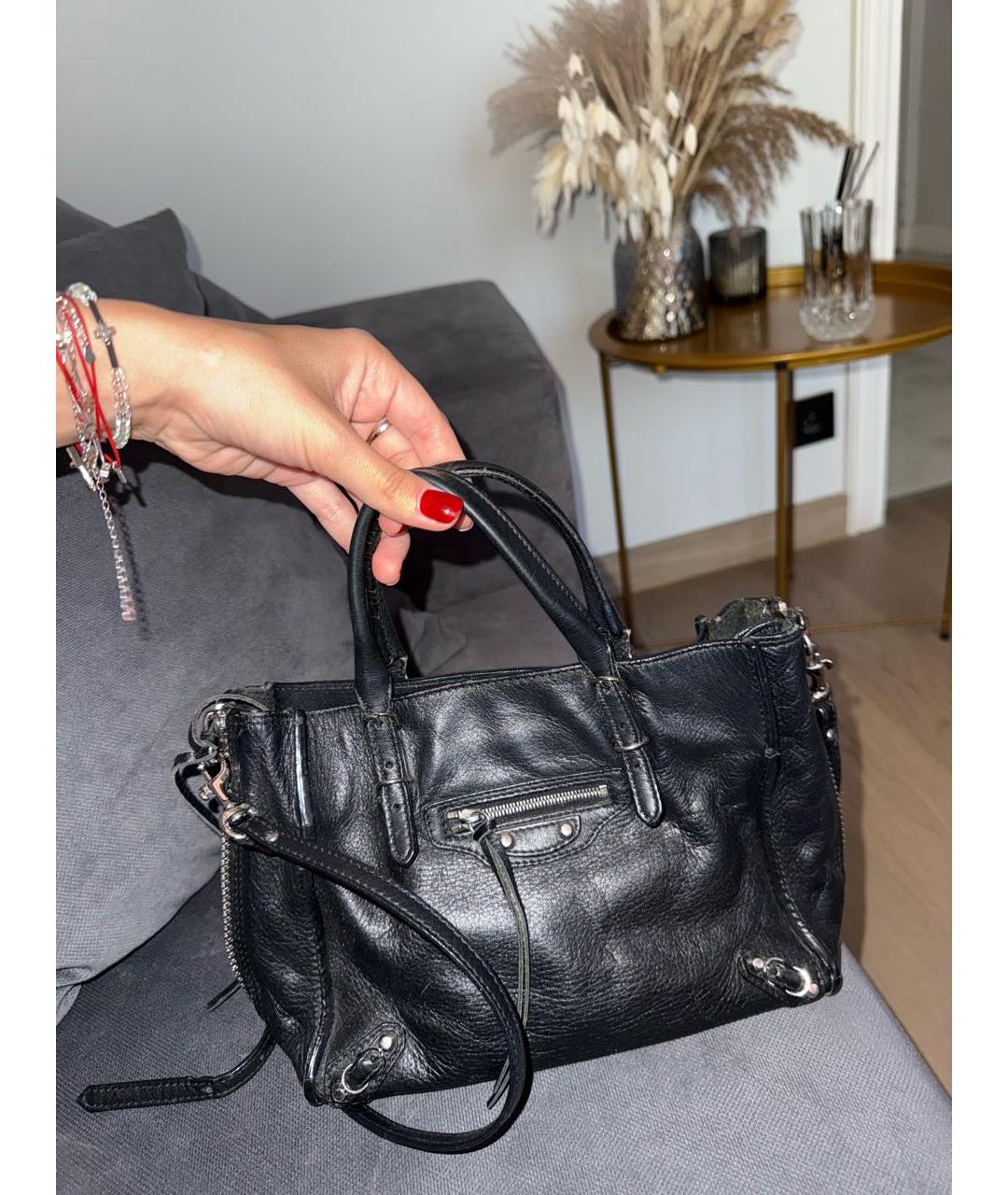 BALENCIAGA Черная кожаная сумка с короткими ручками, фото 2