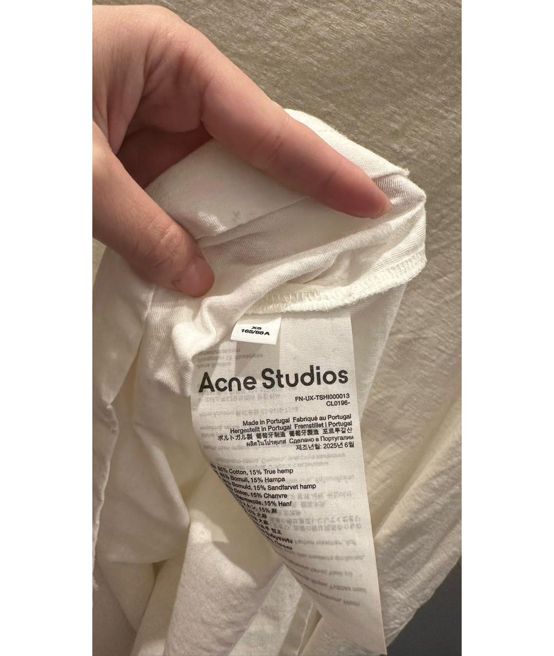 ACNE STUDIOS Белая хлопковая футболка, фото 5