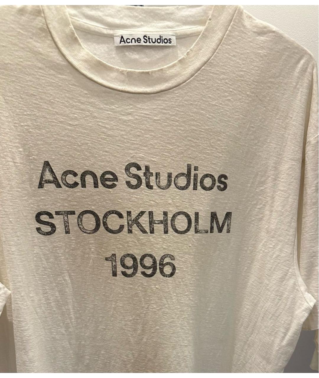 ACNE STUDIOS Белая хлопковая футболка, фото 4