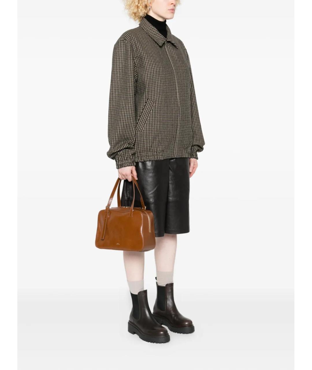 A.P.C. Коричневая сумка тоут из лакированной кожи, фото 2