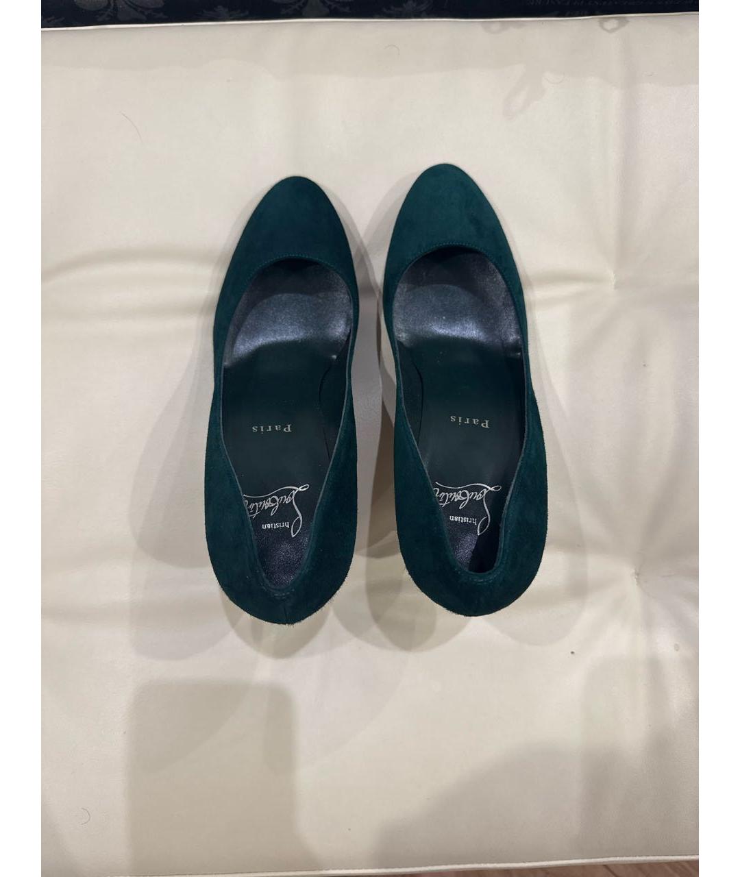 CHRISTIAN LOUBOUTIN Зеленые замшевые туфли, фото 3