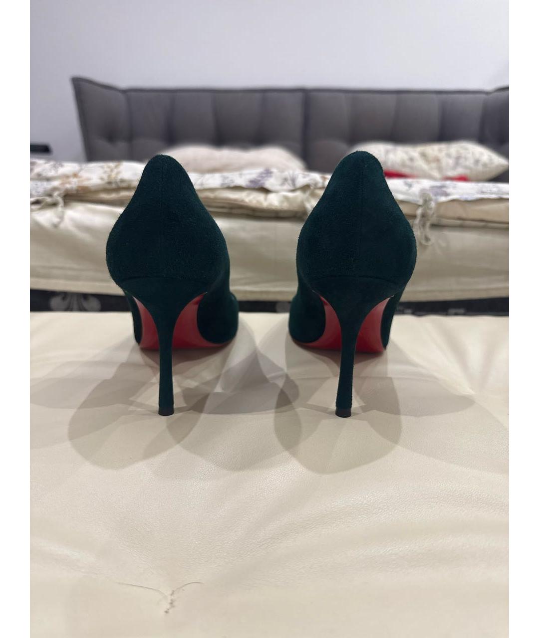 CHRISTIAN LOUBOUTIN Зеленые замшевые туфли, фото 4