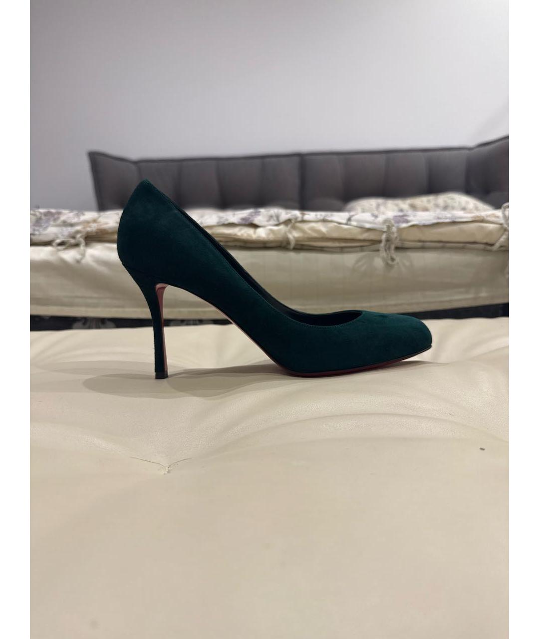 CHRISTIAN LOUBOUTIN Зеленые замшевые туфли, фото 5