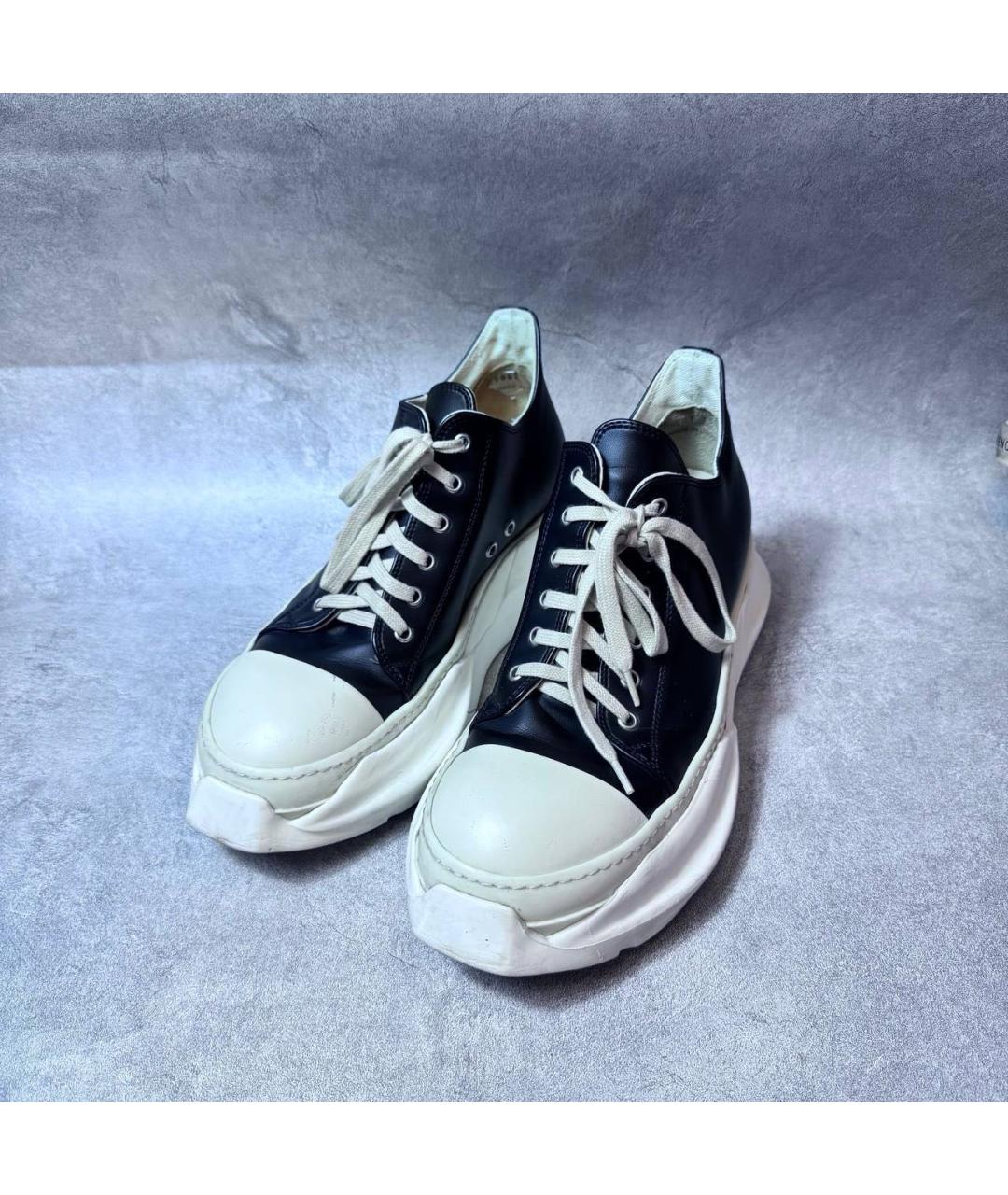 RICK OWENS Черные кожаные низкие кроссовки / кеды, фото 2