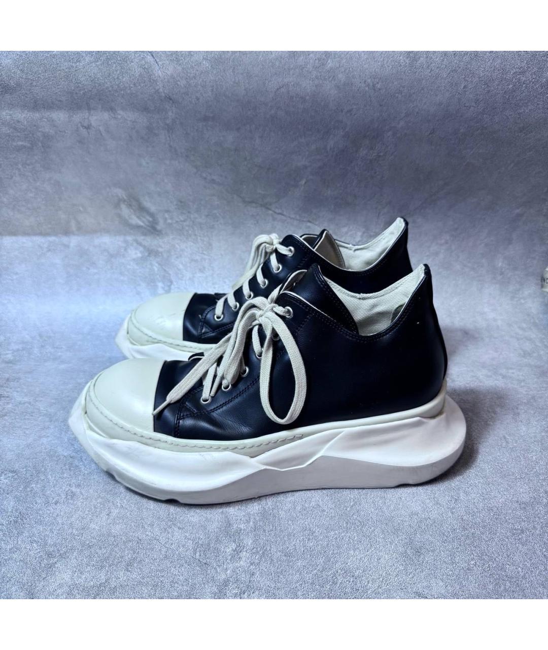 RICK OWENS Черные кожаные низкие кроссовки / кеды, фото 3