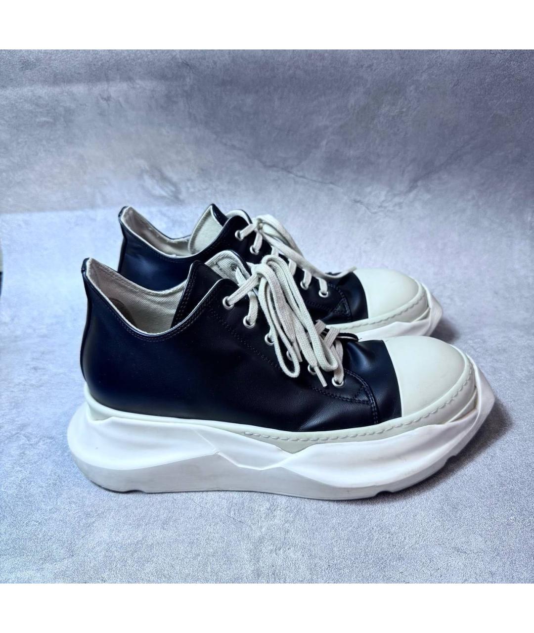 RICK OWENS Черные кожаные низкие кроссовки / кеды, фото 5