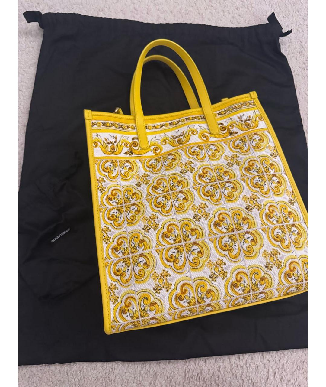 DOLCE&GABBANA Белая тканевая сумка тоут, фото 3