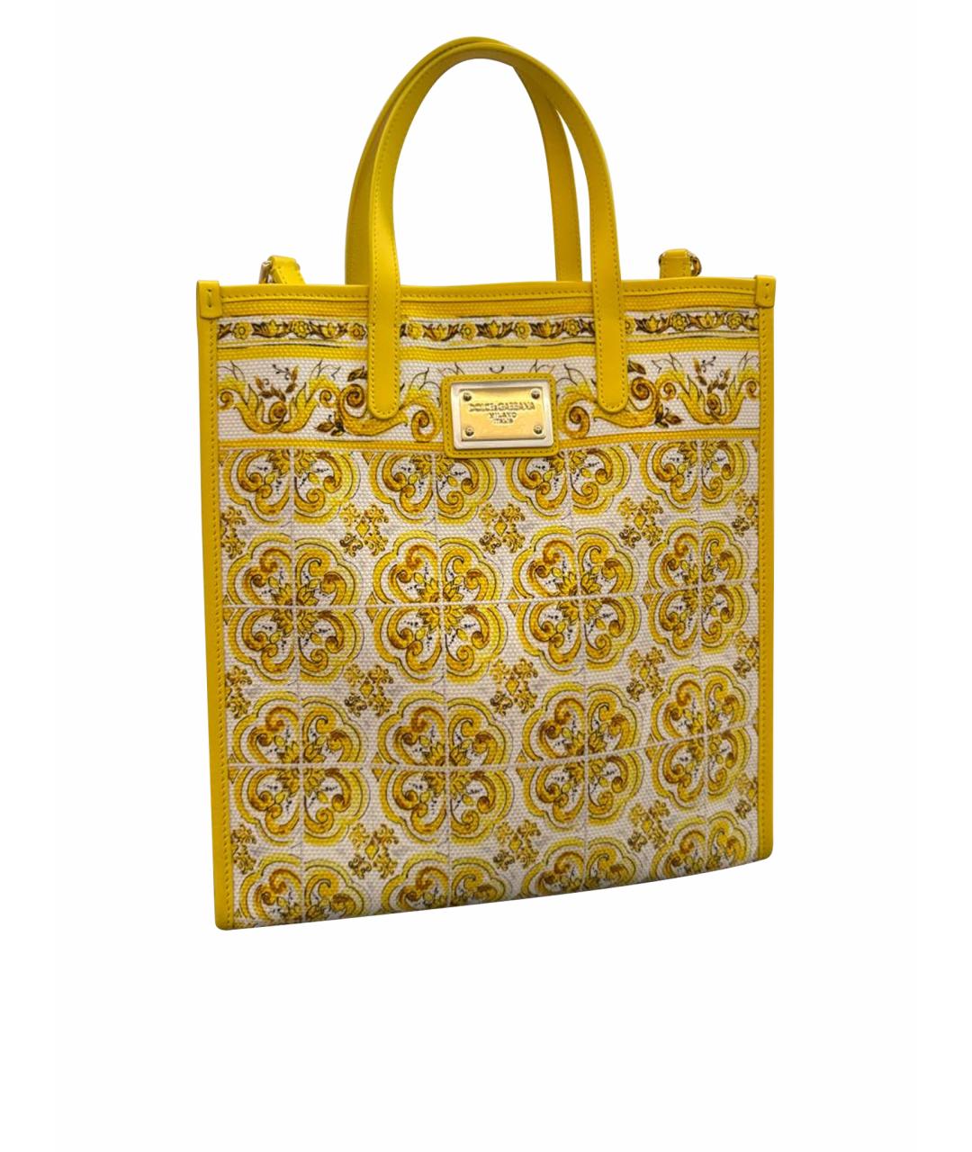 DOLCE&GABBANA Белая тканевая сумка тоут, фото 1