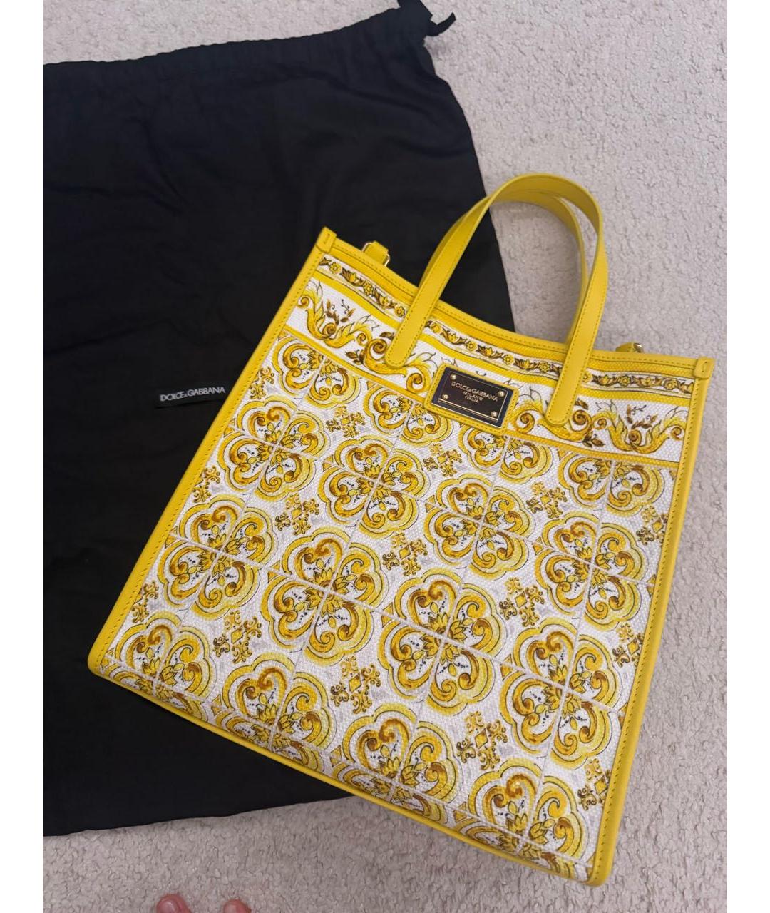 DOLCE&GABBANA Белая тканевая сумка тоут, фото 2