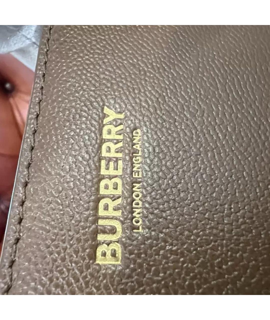 BURBERRY Коричневая кожаная сумка с короткими ручками, фото 3